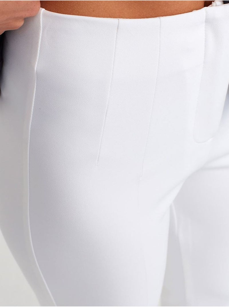 Calças à boca de sino de cintura subida Branco - Kiabi