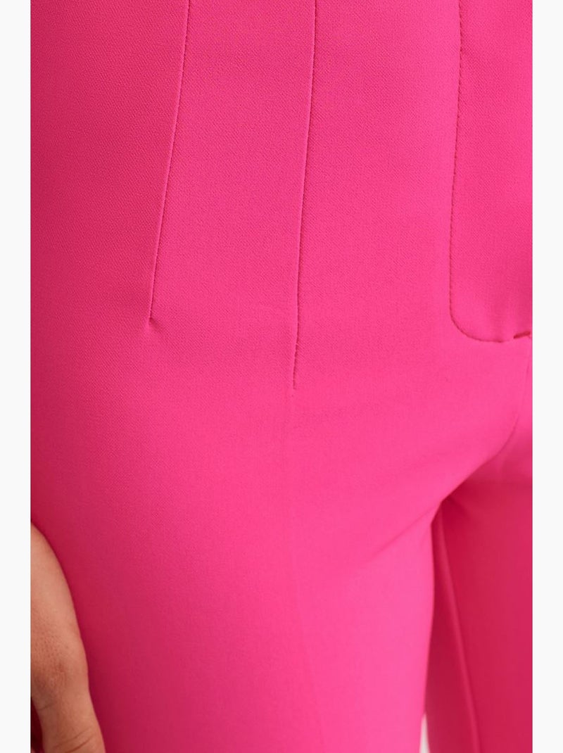 Calças à boca de sino de cintura subida dilvin Rosa-fluo/Solinotes - Kiabi