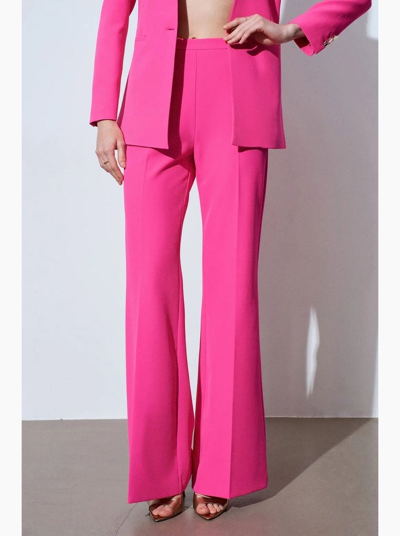 Calças à boca de sino de cintura subida dilvin Rosa-fluo/Solinotes - Kiabi