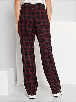 Calças aos quadrados com cintura subida - Kiabi