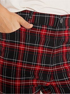 Calças aos quadrados com cintura subida - Kiabi