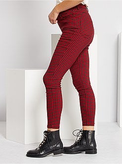 Calças aos quadrados com cintura subida - Kiabi