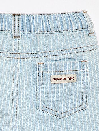 Calças às riscas de ganga ajustáveis em algodão