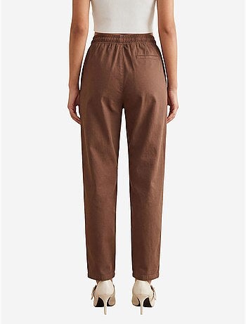Calças até ao tornozelo com cintura de cordão e bolso my fashion