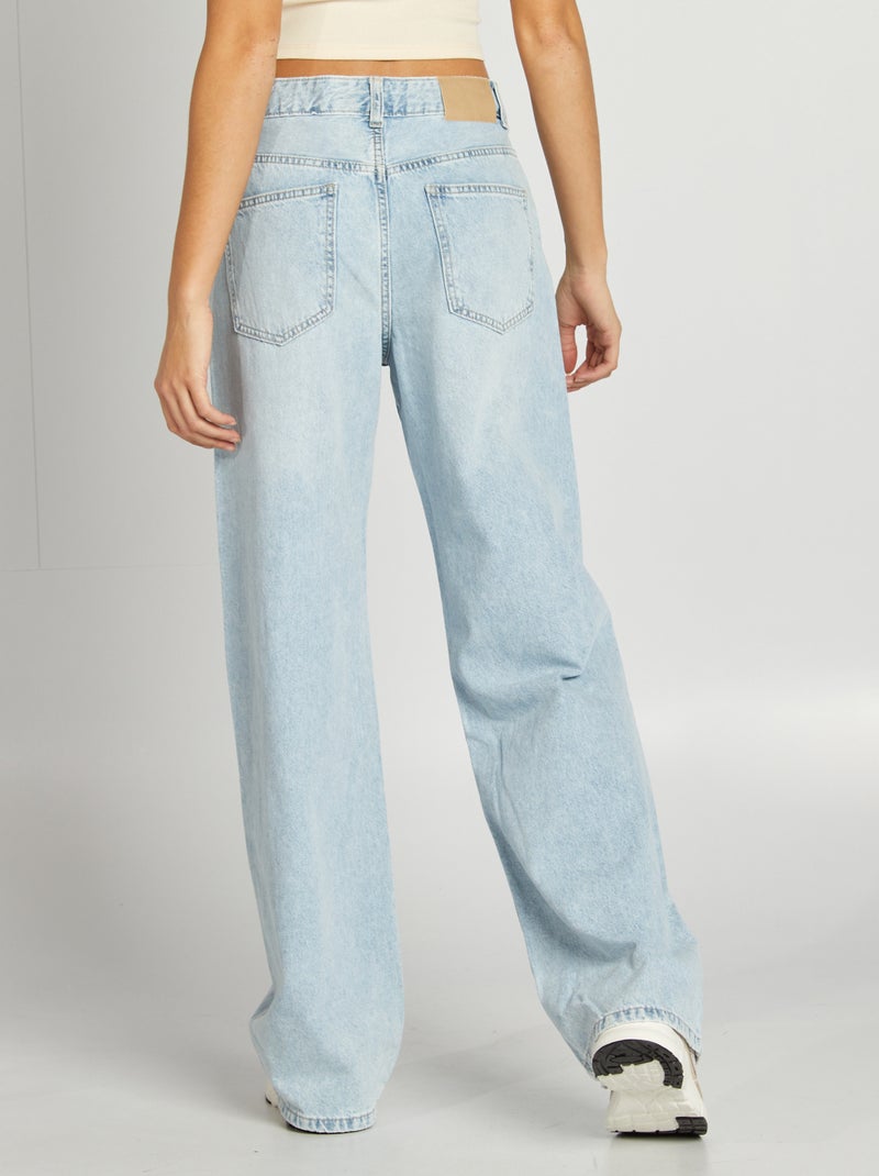 Calças baggy com cintura descida AZUL - Kiabi