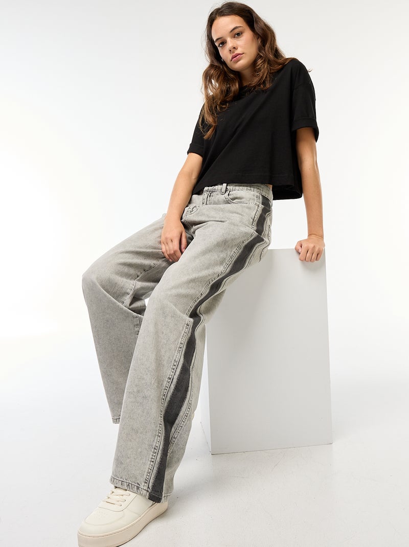 Calças baggy contrastantes Cinza - Kiabi