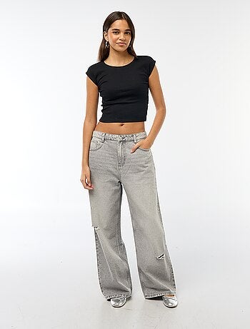 Calças baggy de cintura baixa com 5 bolsos