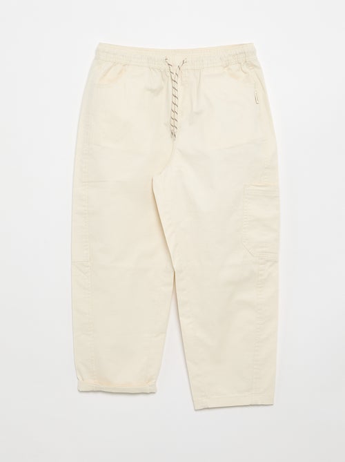 Calças barrel fit com cordões ajustáveis - Kiabi