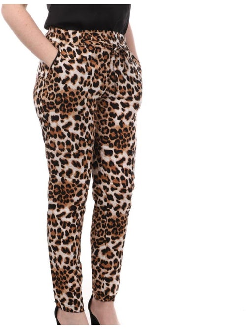 Calças Bege Leopardo Easy Vero Moda para Mulher - Kiabi Calças Bege Leopardo Easy Vero Moda para Mulher - Kiabi