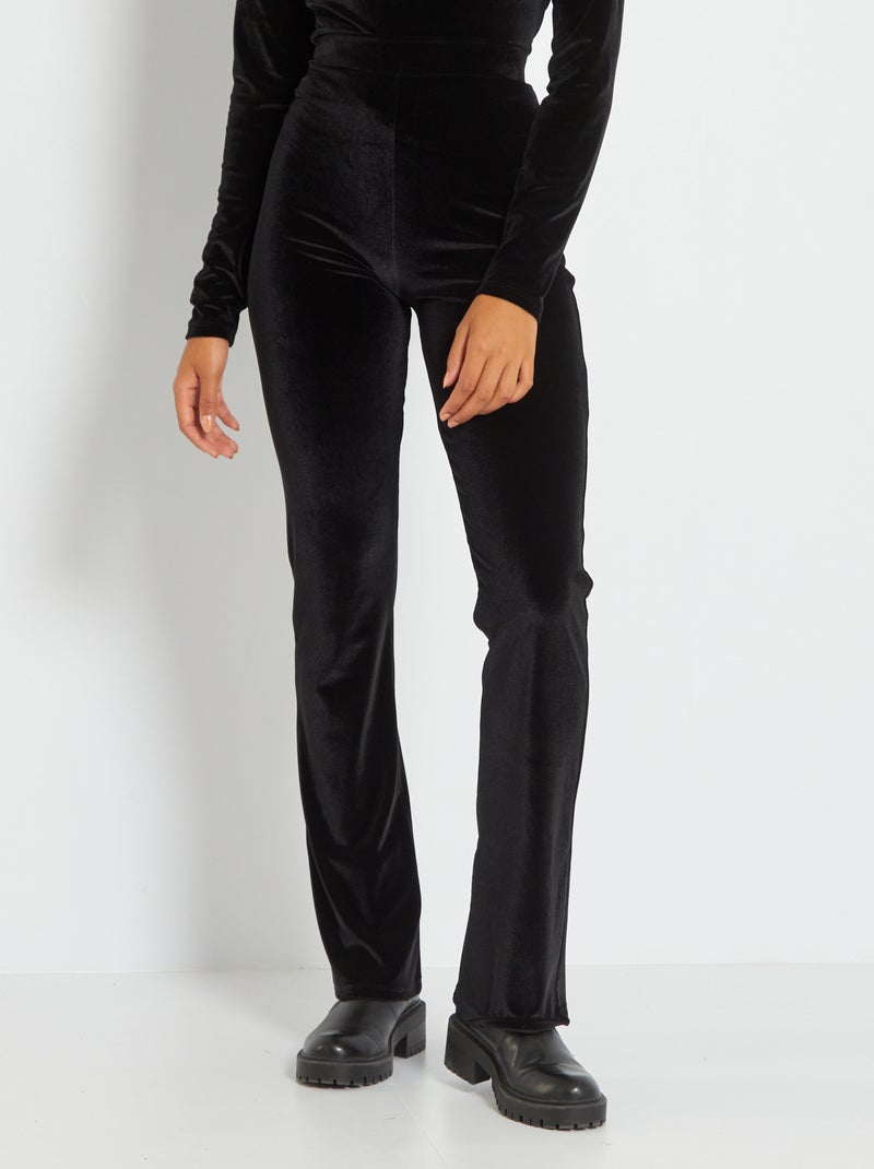 Calças bootcut de veludo PRETO - Kiabi
