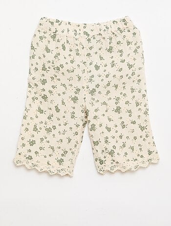 Calças bordadas em gaze de algodão