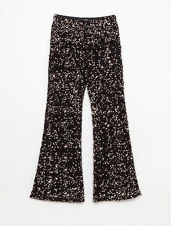 Calças brilhantes flare fit