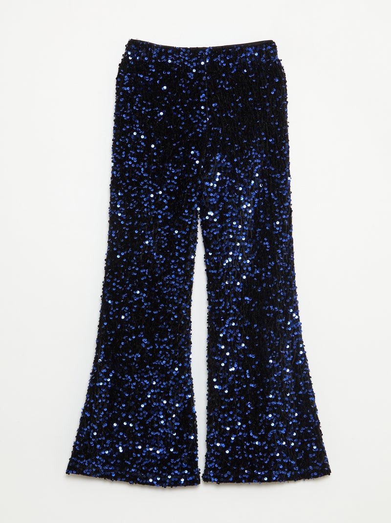 Calças brilhantes flare fit Azul - Kiabi