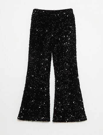 Calças brilhantes flare fit