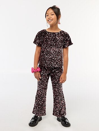 Calças brilhantes flare fit