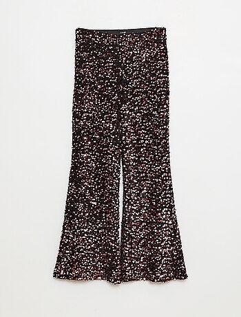 Calças brilhantes flare fit