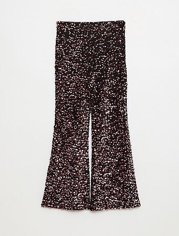 Calças brilhantes flare fit