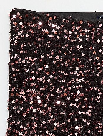 Calças brilhantes flare fit