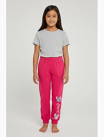 Calças calças de fato de treino lilo & stitch rosa menina | licença oficial