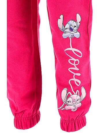 Calças calças de fato de treino lilo & stitch rosa menina | licença oficial
