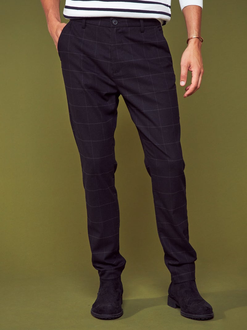 Calças chino aos quadrados PRETO - Kiabi
