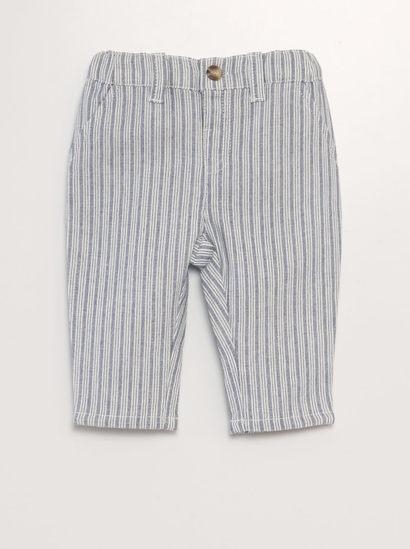 Calças chino às riscas AZUL - Kiabi
