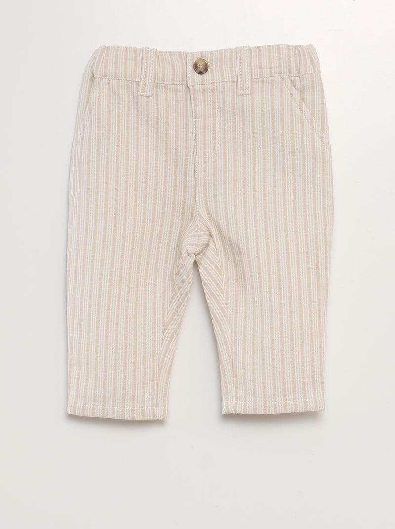 Calças chino às riscas BRANCO - Kiabi