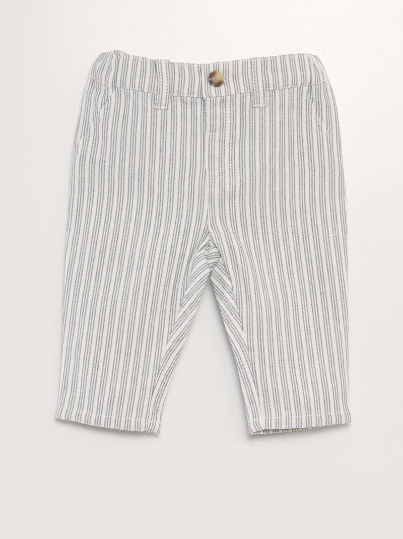 Calças chino às riscas BRANCO - Kiabi