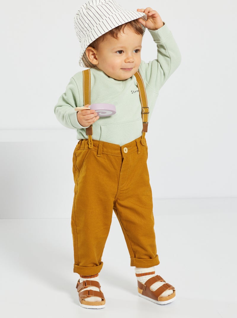 Calças chino com alças AMARELO - Kiabi