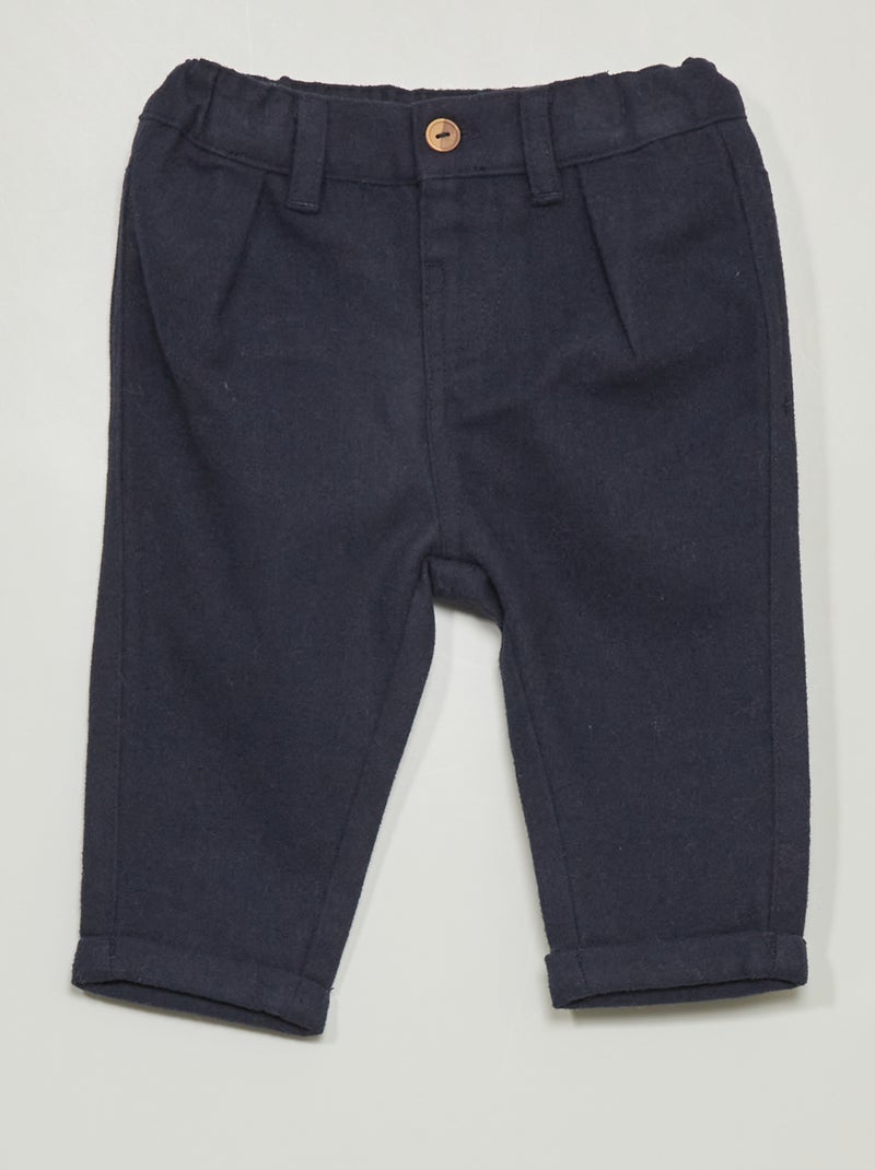 Calças chino com cintura ajustável Azul Marinho - Kiabi