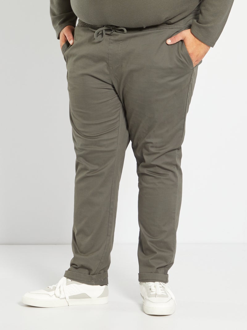 Calças chino com corte jogger CAQUI - Kiabi