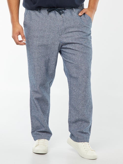 Calças chino corte regular em mistura de linho - Kiabi