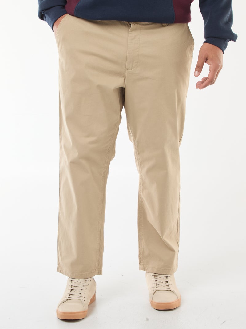 Calças chino de corte direito - L30 Bege - Kiabi