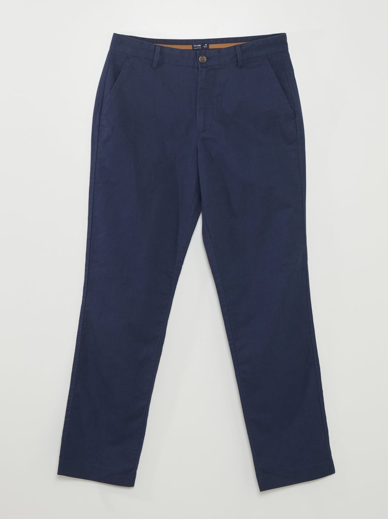 Calças chino de corte direito AZUL - Kiabi