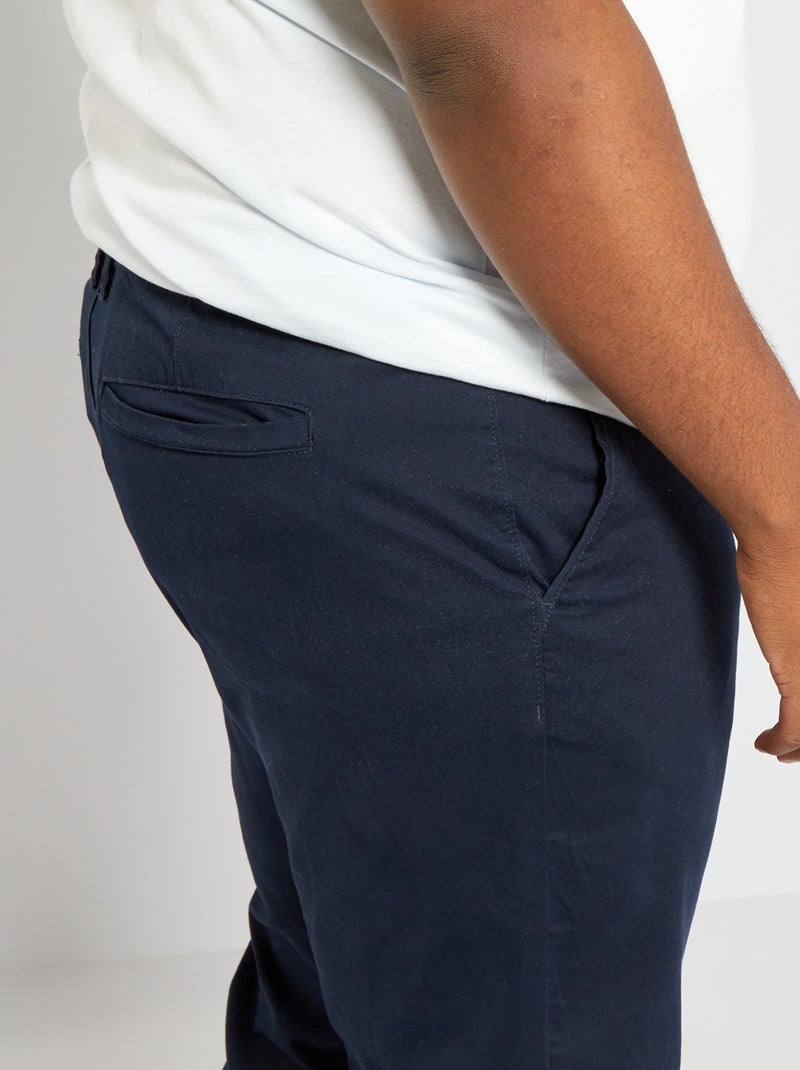 Calças chino de corte direito L32 Azul Marinho - Kiabi