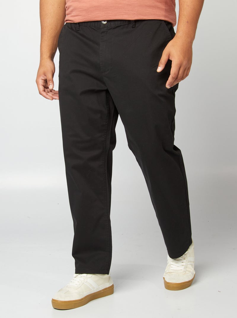 Calças chino de corte direito L34 Preto - Kiabi