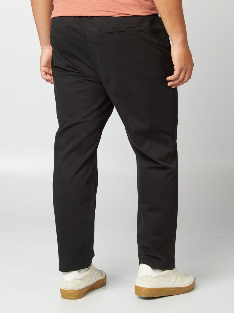 Calças chino de corte direito L34 Preto - Kiabi