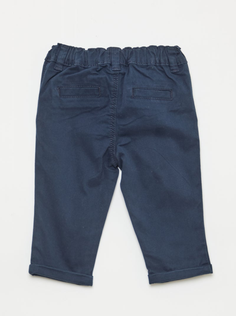Calças chino direitas em algodão stretch Azul - Kiabi