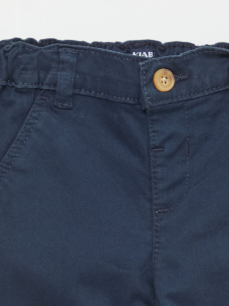Calças chino direitas em algodão stretch Azul - Kiabi