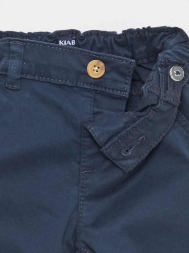 Calças chino direitas em algodão stretch Azul - Kiabi