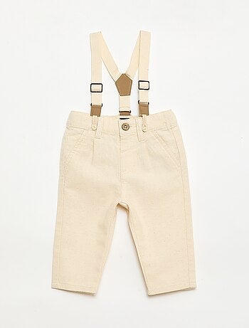 Calças chino em linho misturado com suspensórios