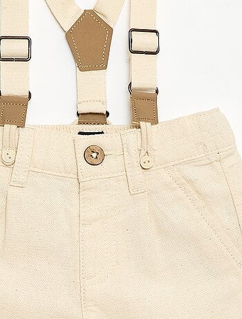 Calças chino em linho misturado com suspensórios