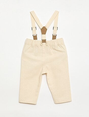 Calças chino em linho misturado com suspensórios