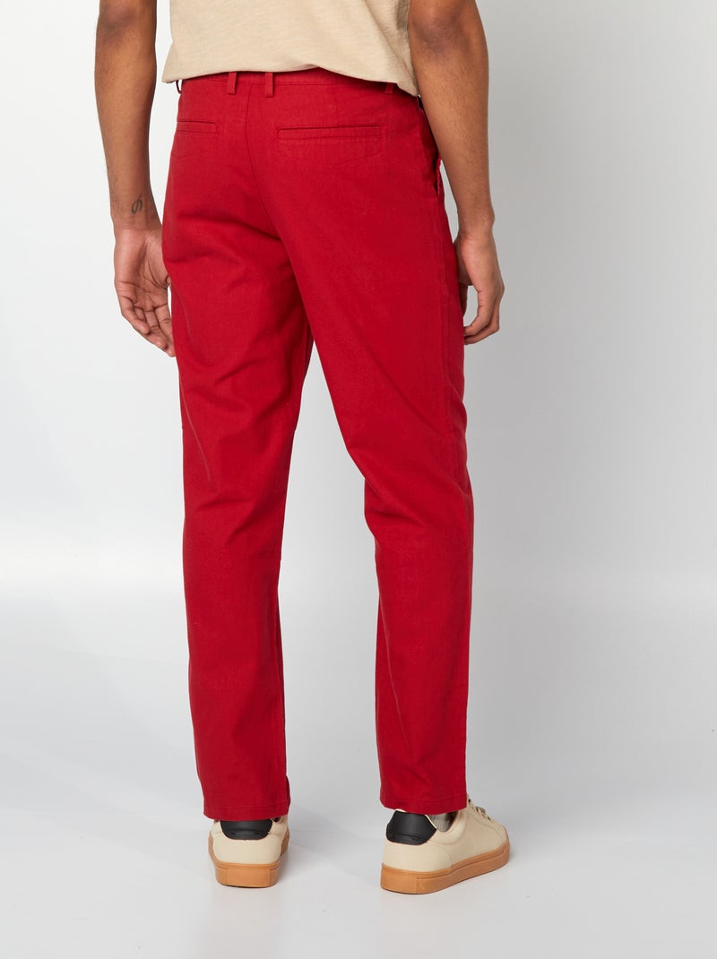 Calças chino em linho misturado VERMELHO - Kiabi