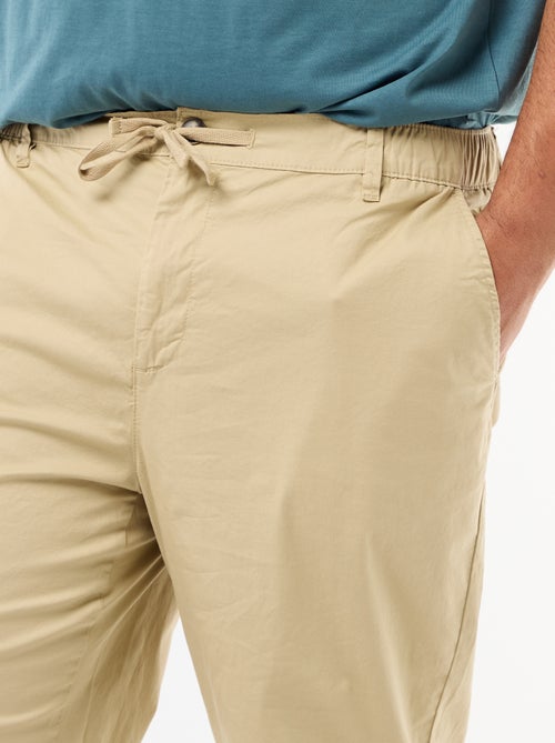 Calças chino em sarja com cordões de ajuste - Kiabi