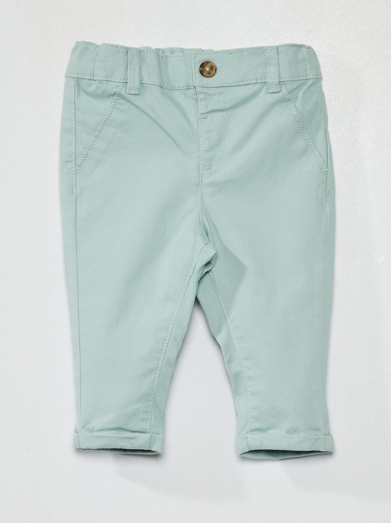 Calças chino lisas  - AZUL - Kiabi