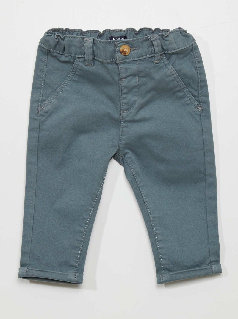 Calças chino lisas  - AZUL - Kiabi