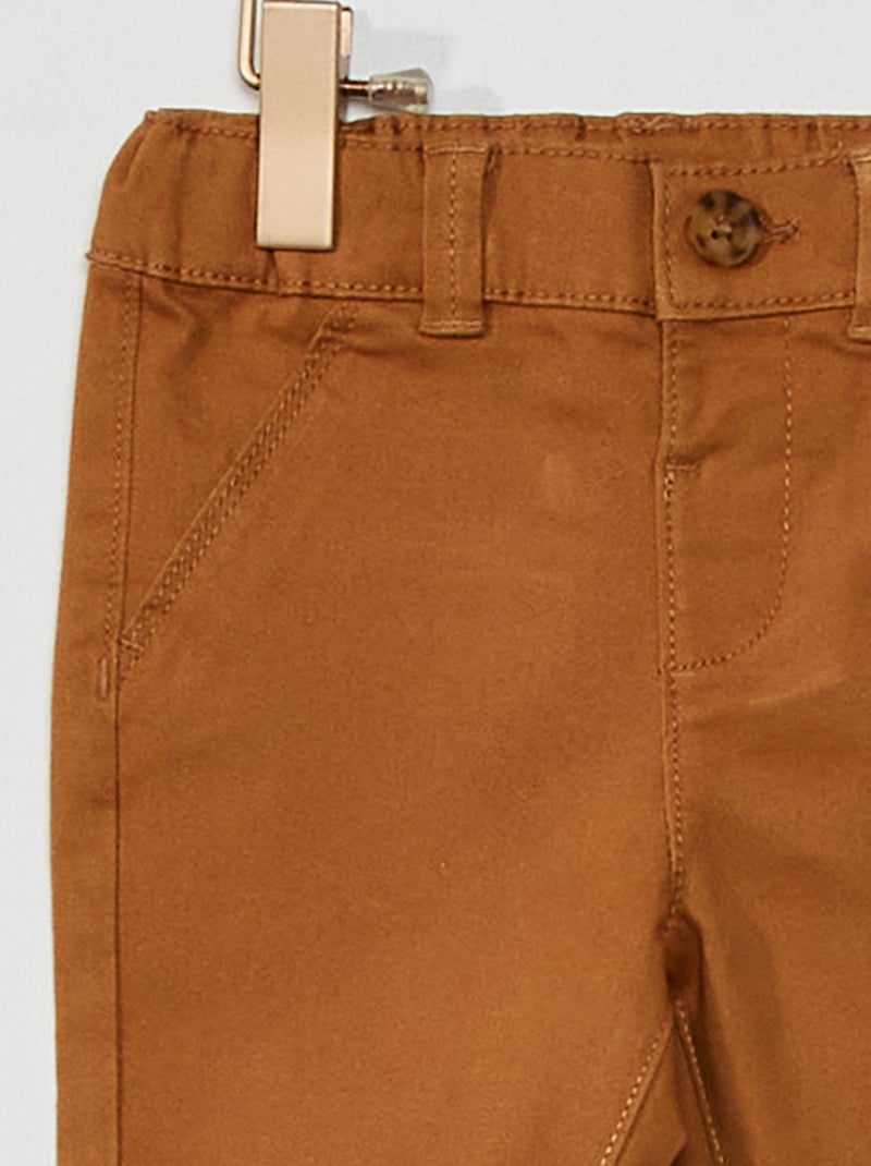 Calças chino lisas  - BEGE - Kiabi