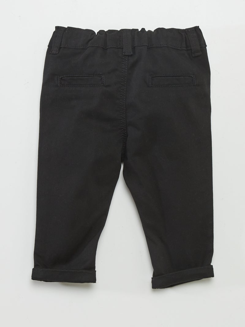 Calças chino lisas  - Preto - Kiabi