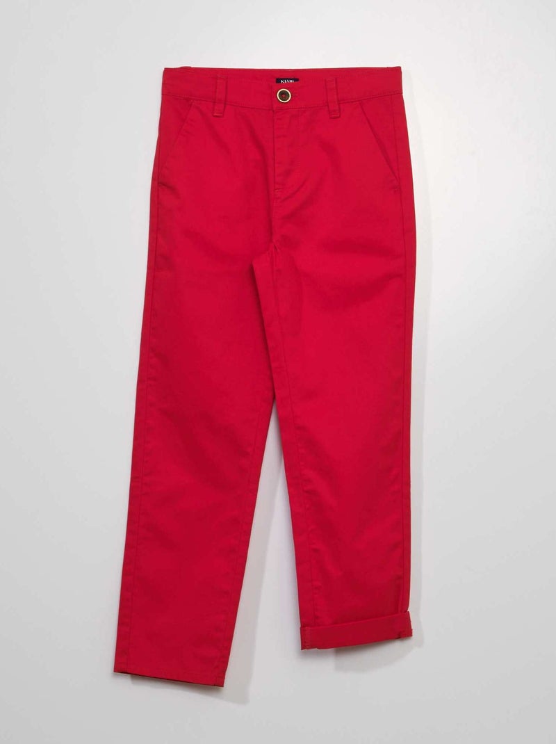 Calças chino lisas  - VERMELHO - Kiabi
